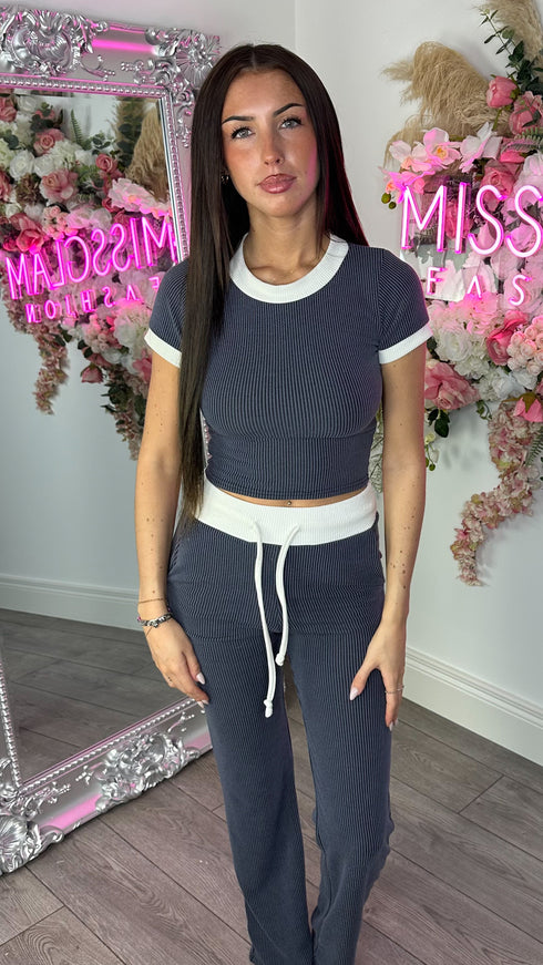 Avery Petrol Contrast Trim Loungewear Set